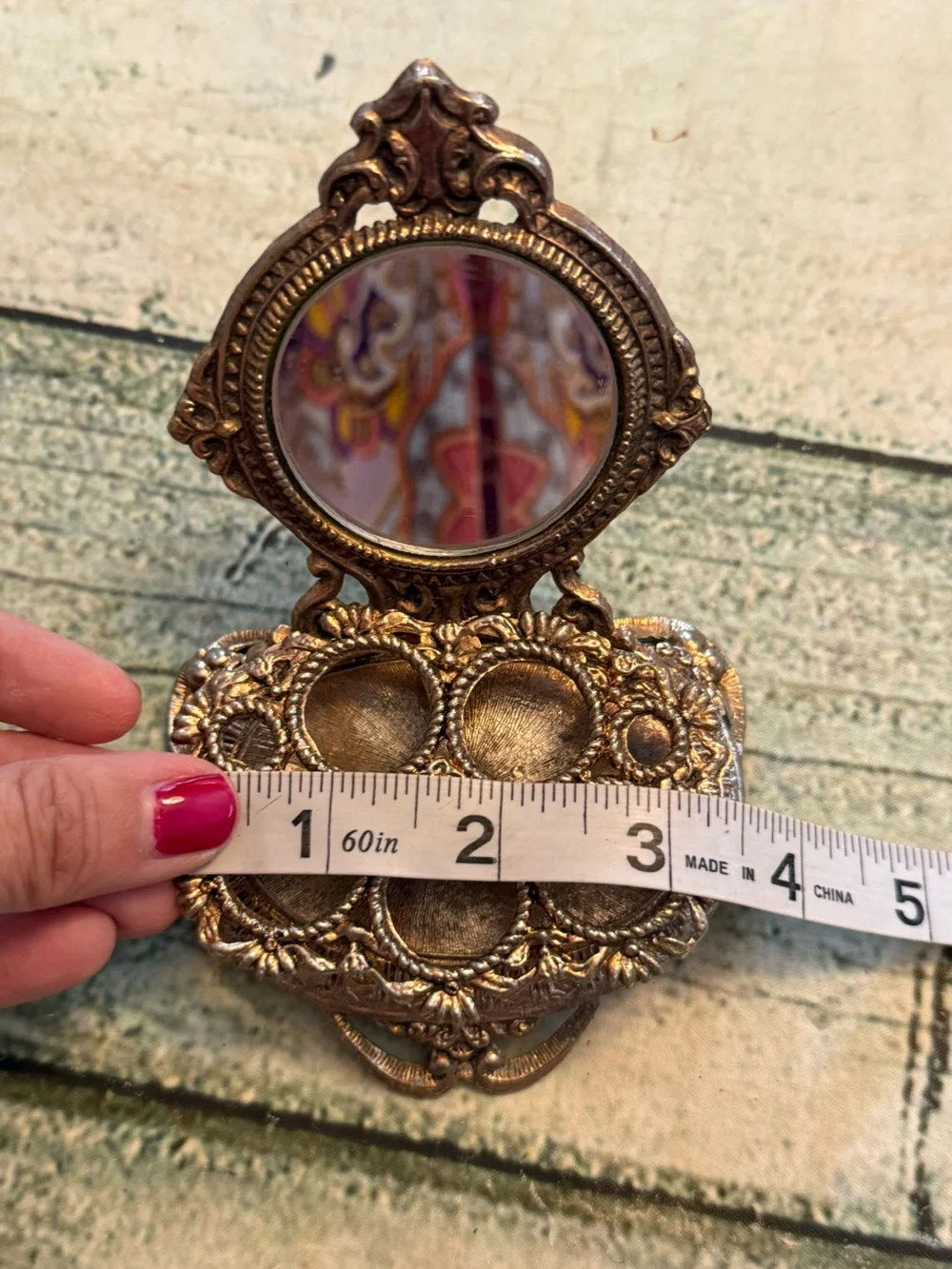 Vintage Celeste Hollywood Regency lipstick holder with mirror.